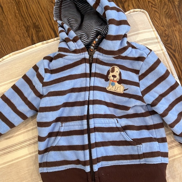 Like new car size 6 month zip fleece hoodie and fleece pants - Picture 2 of 6